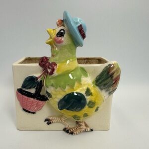 Vintage Rooster/Hen Chicken Planter Kitsch anthropomorphic
